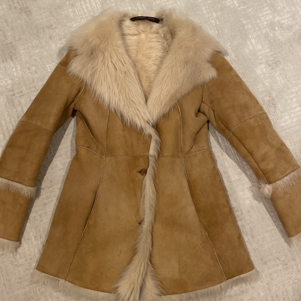 Andrew Marc Luxury Tan 100% Shearling Coat